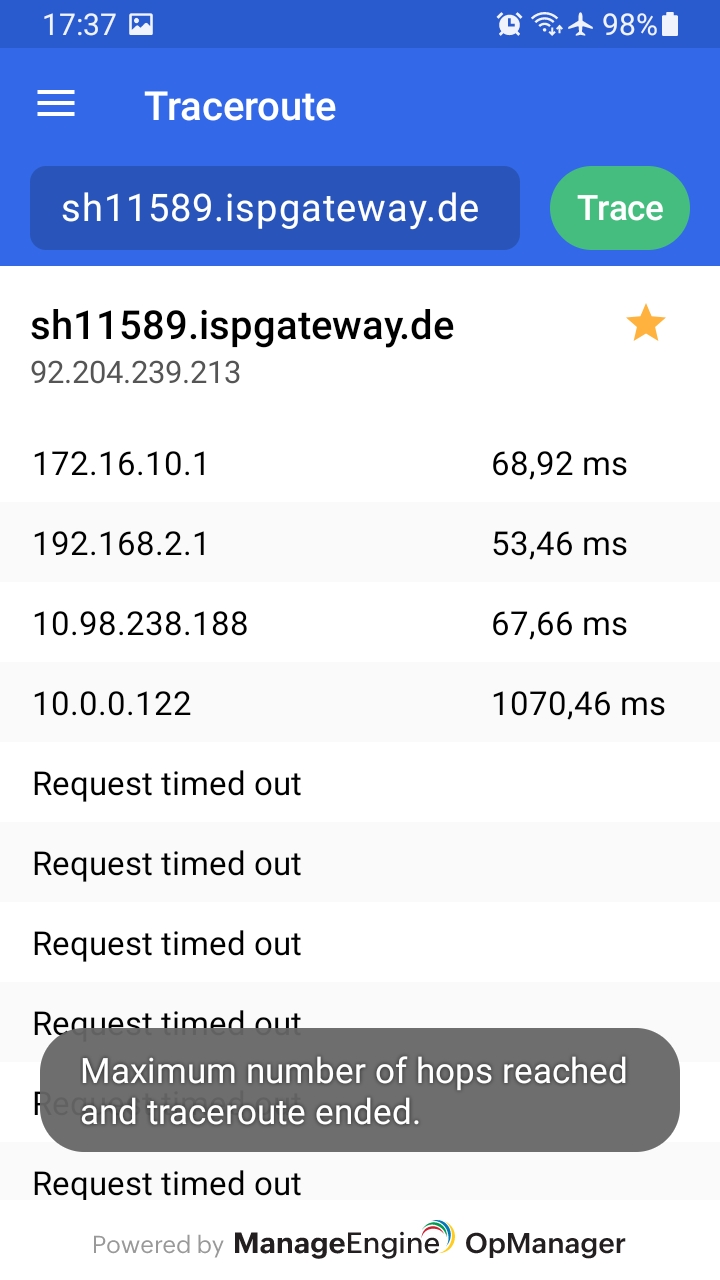 Tracert ISP-Gateway