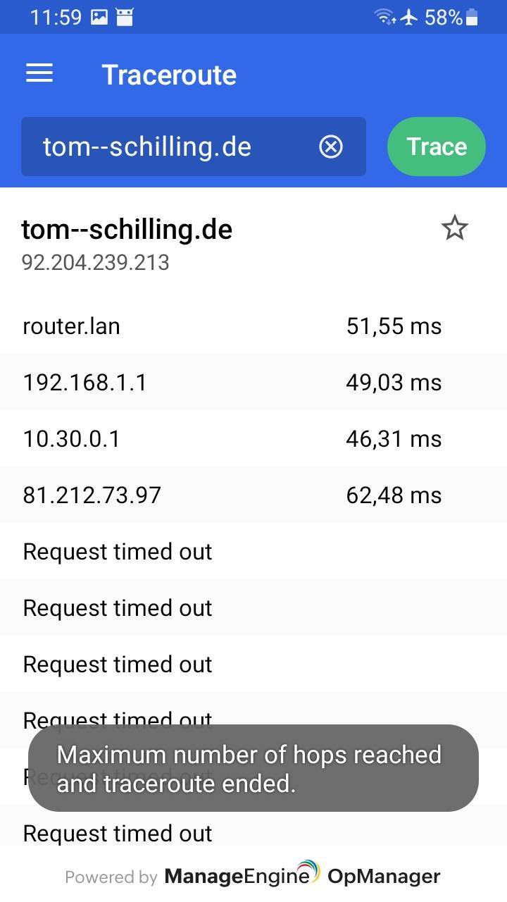 Tracert mein Server